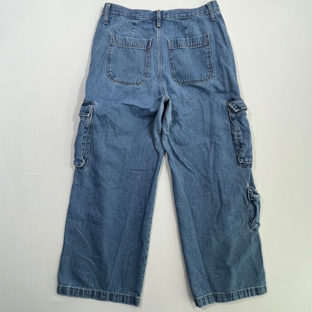 Universal Thread Cargo Jeans Wide Leg High Rise Medium Wash Blue Womens 12R - Picture 2 of 16